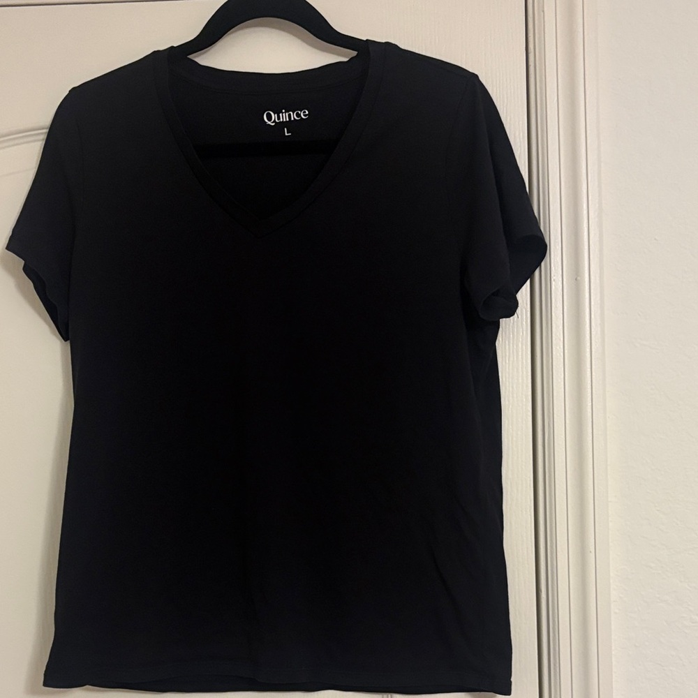 Quince Women's Classic Black V-Neck Tee